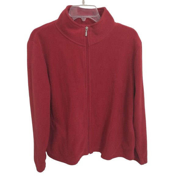Kim Rogers Red Zip Up Long Sleeve Fleece sz L - Picture 2 of 8